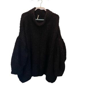 Free People Oasis Oversized Black Tunic Sweater
